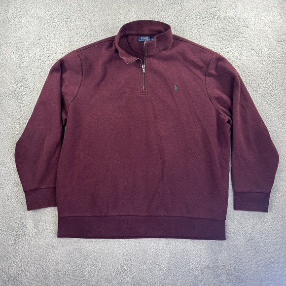 Polo Ralph Lauren 1/4 Zip Sweater Mens XXL Burgundy Maroon Estate Rib‎ Preppy - Picture 1 of 7
